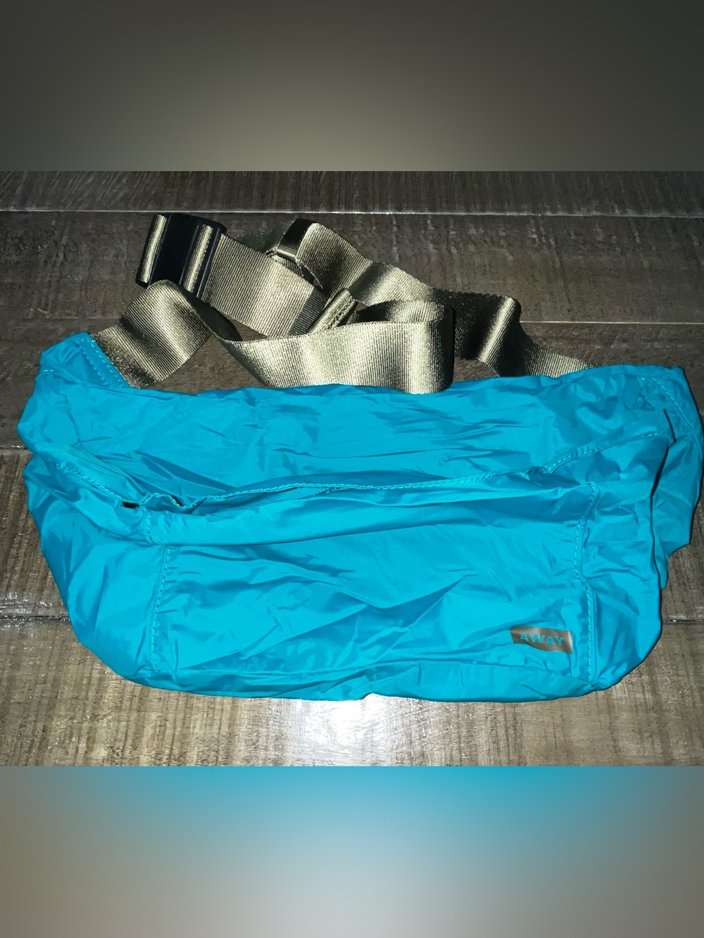 Away Teal Nylon Crossbody Pouch with Olive Accent